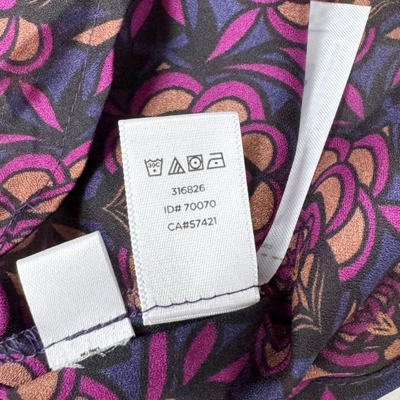 LOFT | Purple/Multicolor Floral Ruffle Collar Long Sleeve Semi-Sheer Blouse NWT - Picture 10 of 12